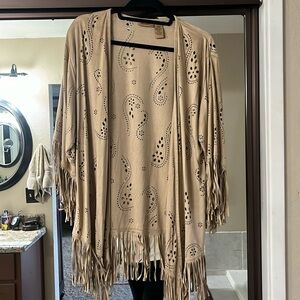 Wrangler Faux Suede Fringe Duster